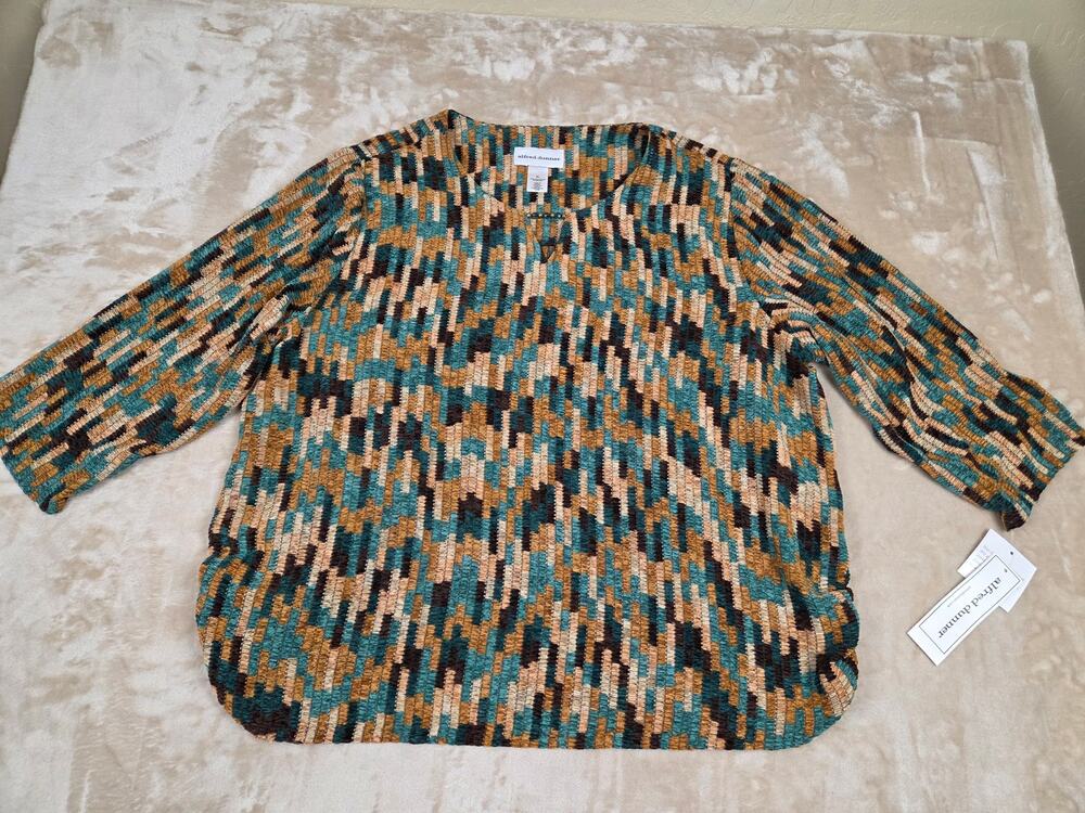 Alfred Dunner XL Chenille Top Emerald Isle NWT Multi Color